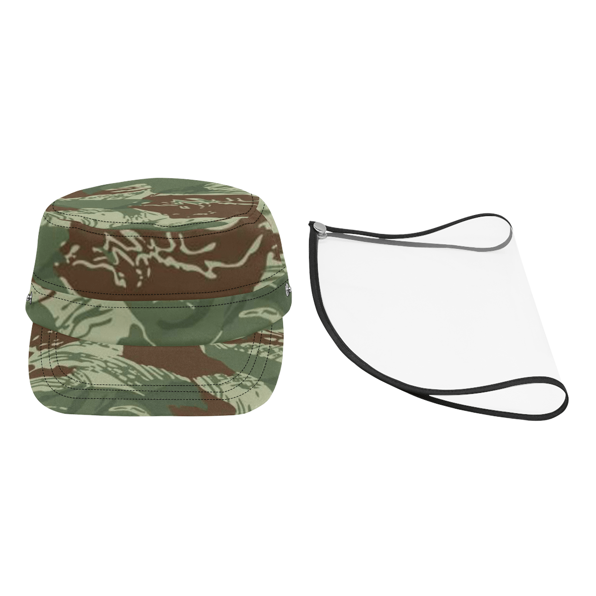 Rhodesian Brushstroke v3 Camouflage Military Style Cap (Detachable Face Shield)