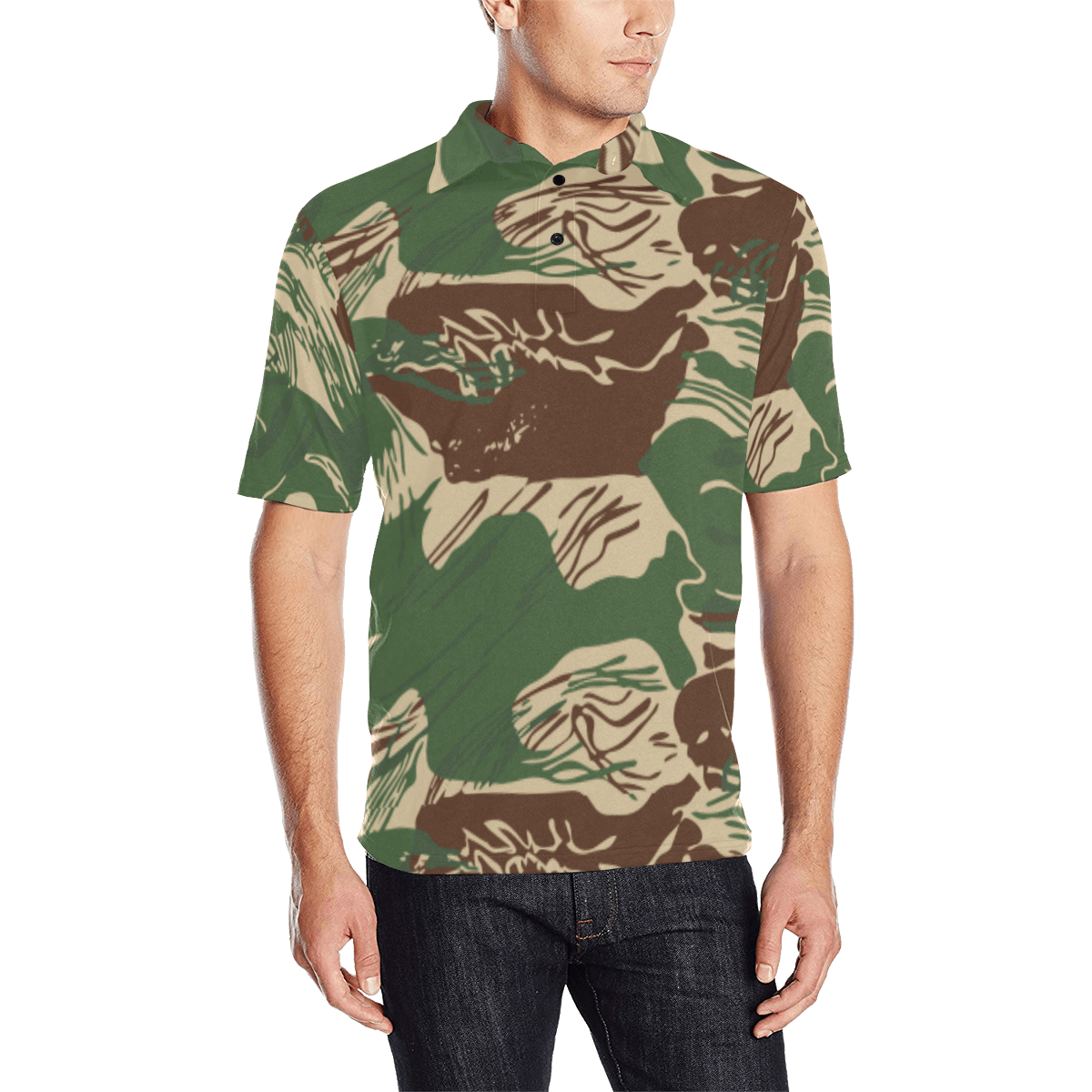 Rhodesian Brushstroke Camouflage v2 Polo Shirt | Rhodesian Brushstroke