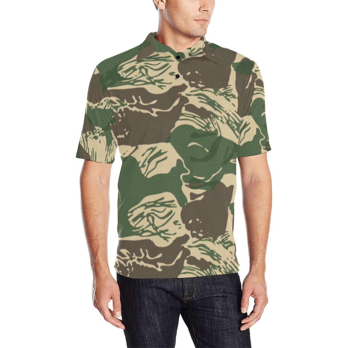 Rhodesian Brushstroke Camouflage v4 Polo Shirt | Rhodesian Brushstroke