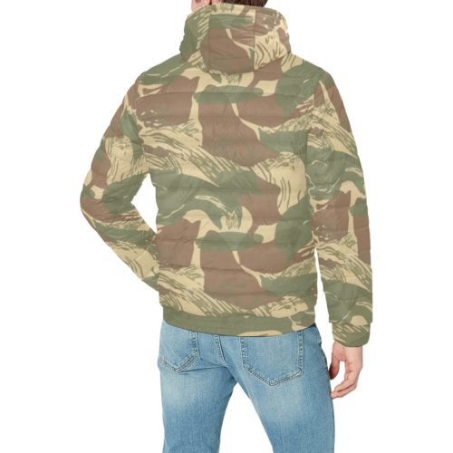 Alternative view of Rhodesian Brushstroke Camouflage v1 Men's Padded Hooded Jacket.