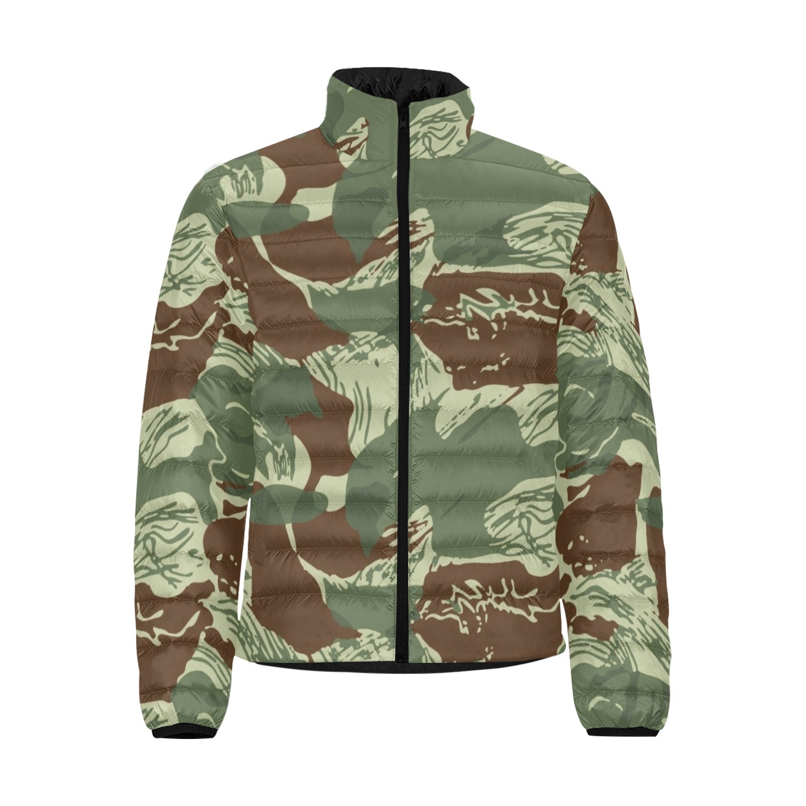 Rhodesian Brushstroke Camouflage v3 Men's Stand Collar Padded Jacket ...
