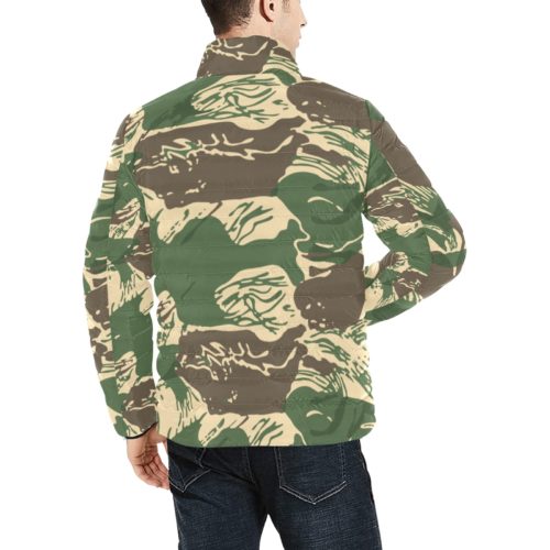 Alternative view of Rhodesian Brushstroke Camouflage v04 Men's Stand Collar Padded Jacket.