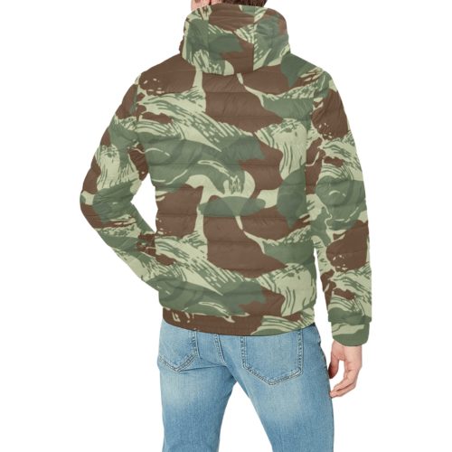 Alternative view of Rhodesian Brushstroke Camouflage v3 Men's Padded Hooded Jacket.