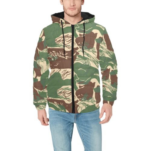 Rhodesian Brushstroke Camouflage v2 Men's Padded Hooded Jacket.