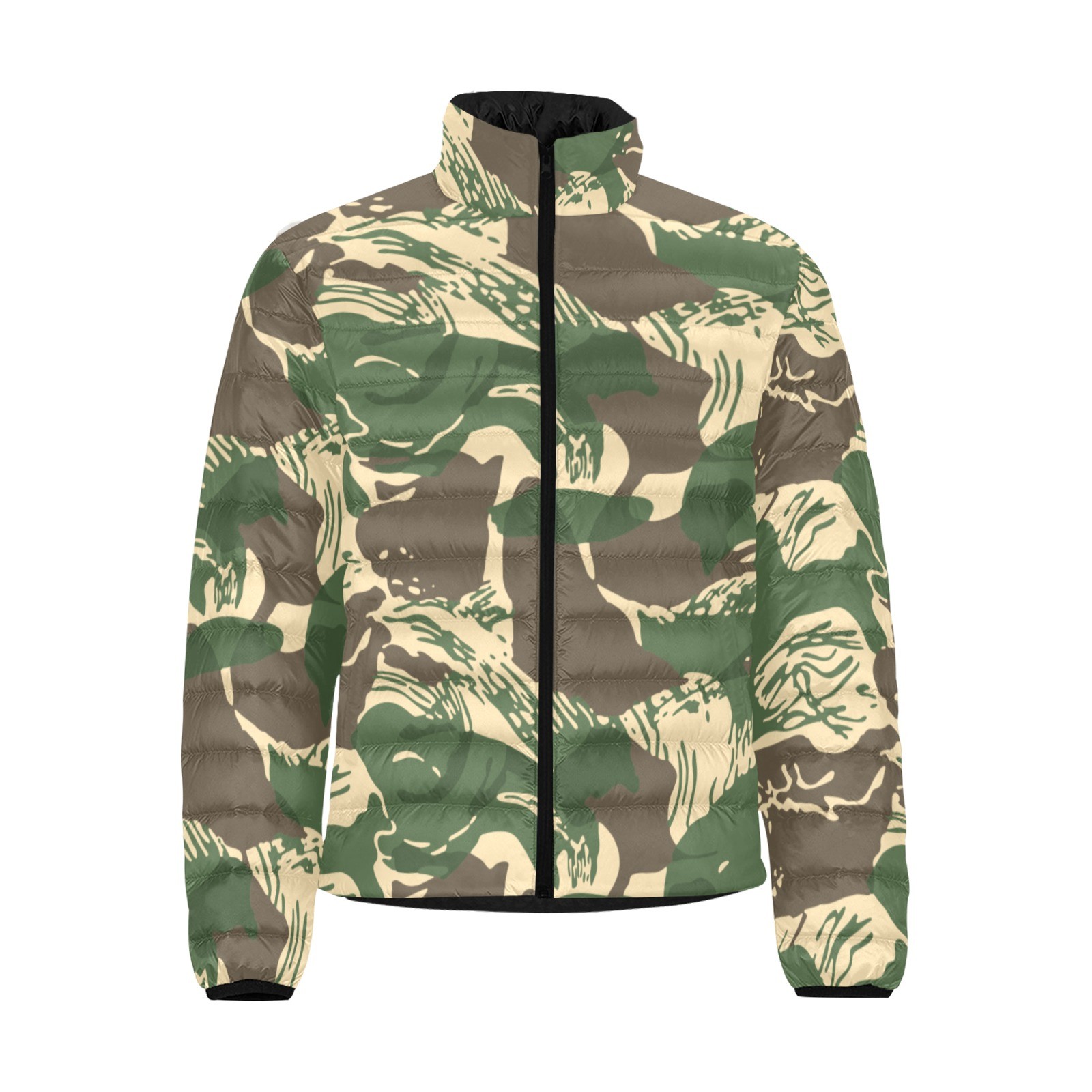 Rhodesian Brushstroke Camouflage v04 Men's Stand Collar Padded Jacket ...