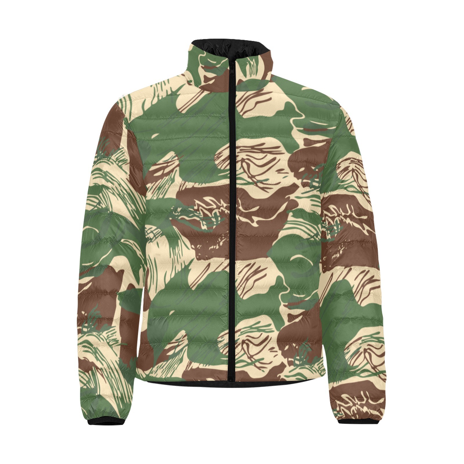 Rhodesian Brushstroke Camouflage v2 Men's Stand Collar Padded Jacket ...