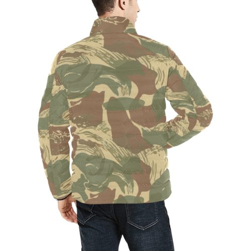 Alternative view of Rhodesian Brushstroke Camouflage v1 Men's Stand Collar Padded Jacket.
