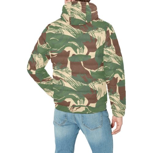 Alternative view of Rhodesian Brushstroke Camouflage v2 Men's Padded Hooded Jacket.