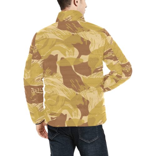 Alternative view of Rhodesian Brushstroke Camouflage arid Men's Stand Collar Padded Jacket.