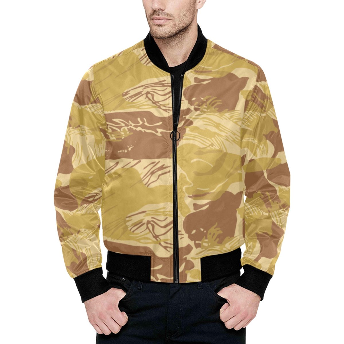 Rhodesian Brushstroke Camouflage arid  Quilted Bomber Jacket for Men.