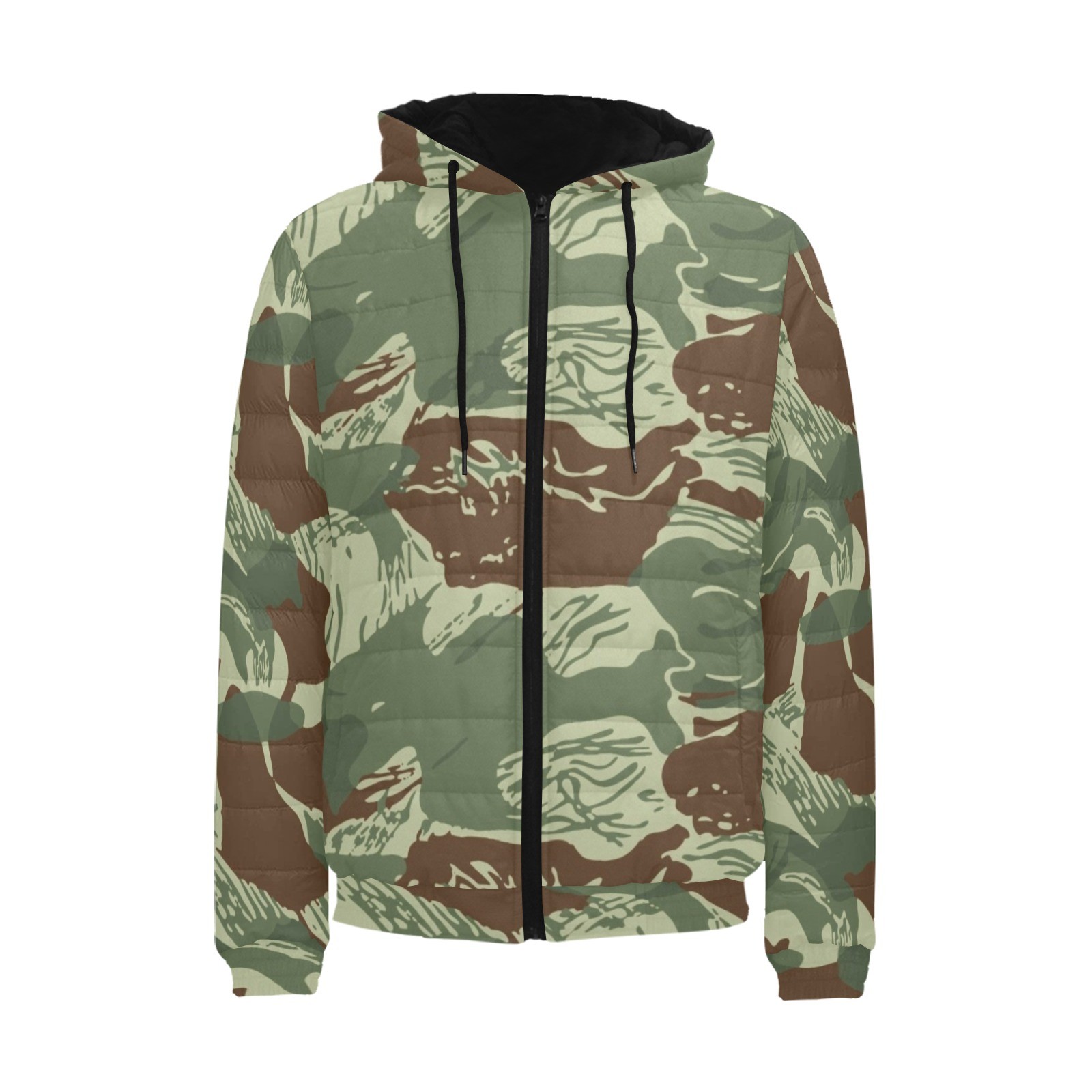 Rhodesian Brushstroke Camouflage v3 Men's Padded Hooded Jacket.