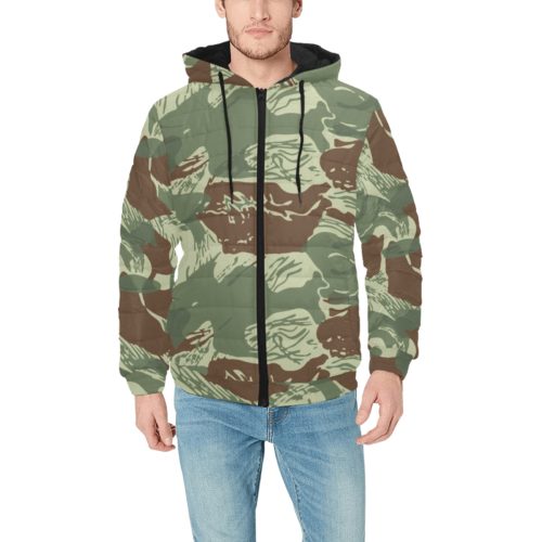 Rhodesian Brushstroke Camouflage v3 Men's Padded Hooded Jacket.