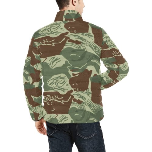 Alternative view of Rhodesian Brushstroke Camouflage v3 Men's Stand Collar Padded Jacket.