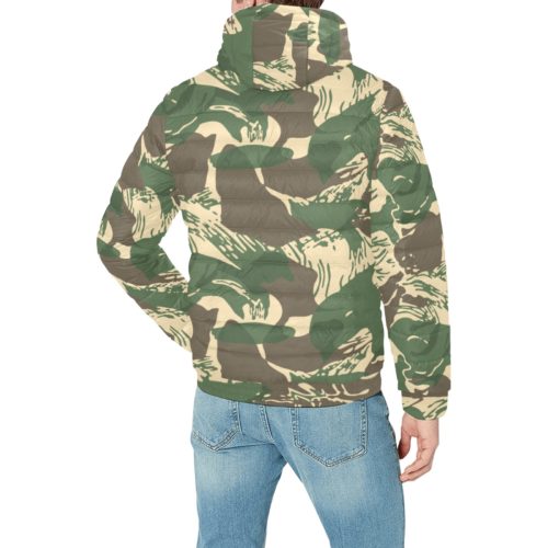 Alternative view of Rhodesian Brushstroke Camouflage v04 Men's Padded Hooded Jacket.