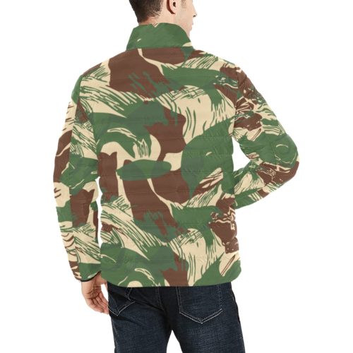 Alternative view of Rhodesian Brushstroke Camouflage v2 Men's Stand Collar Padded Jacket.