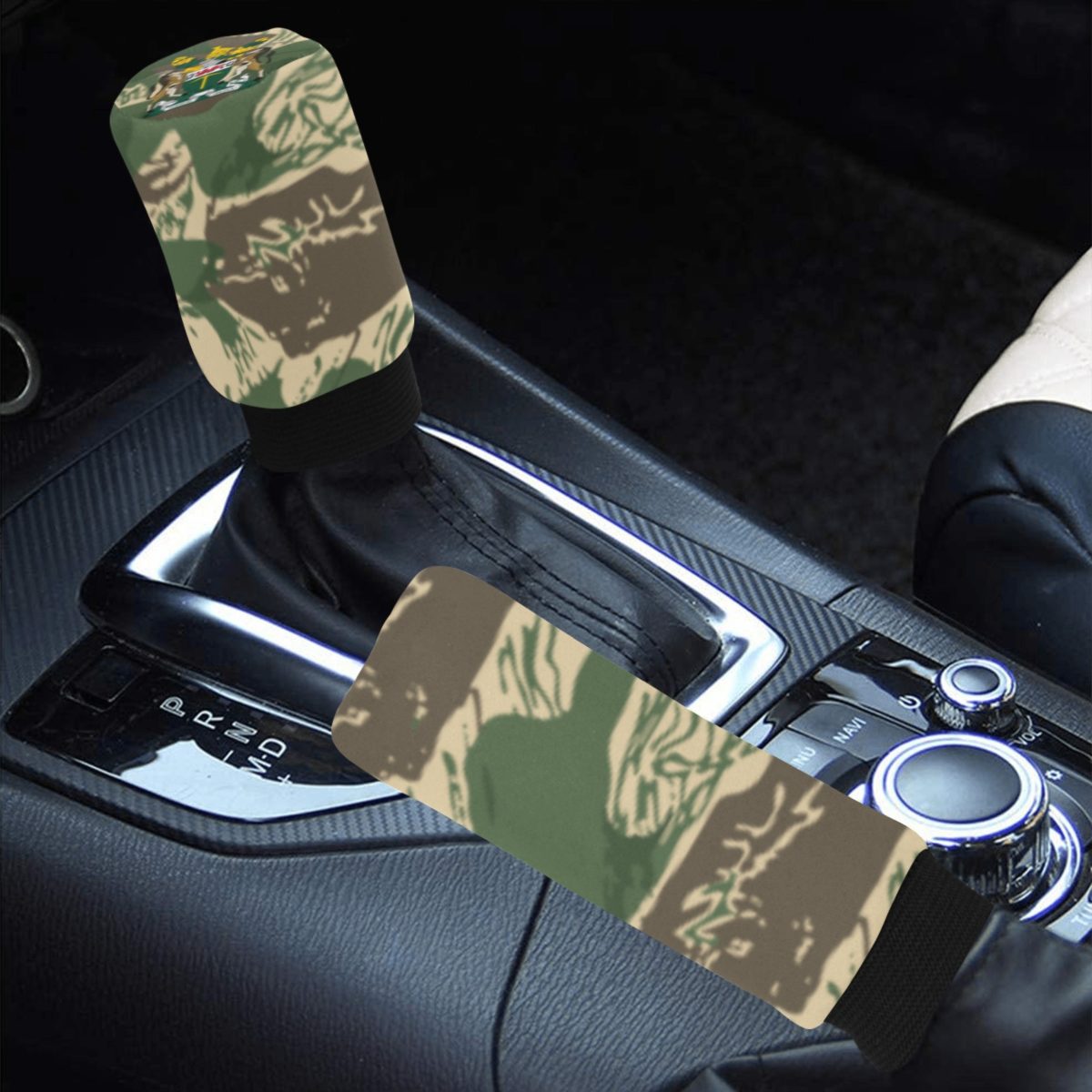 Rhodesian Brushstroke Camouflage V4 Car Shift Knob Cover & Hand Brake Cover