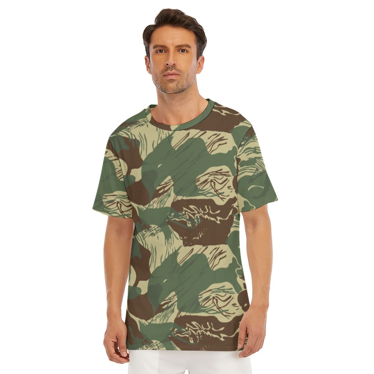 Rhodesian Brushstroke Camouflage v2c  O-Neck T-Shirt | 190GSM Cotton