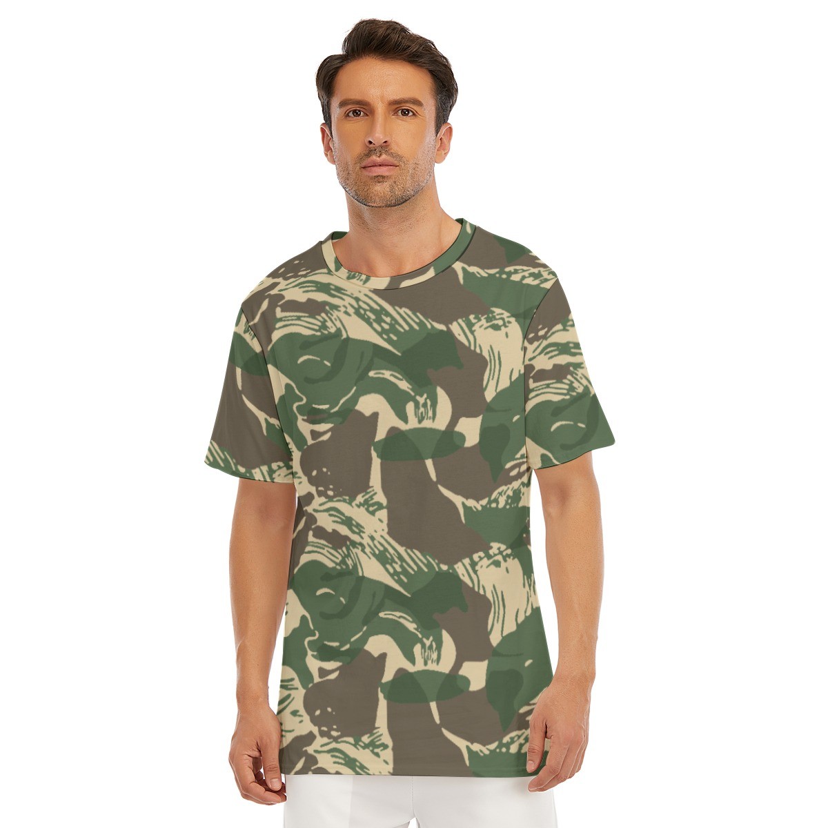 Rhodesian Brushstroke Camouflage v4 O-Neck T-Shirt | 190GSM Cotton