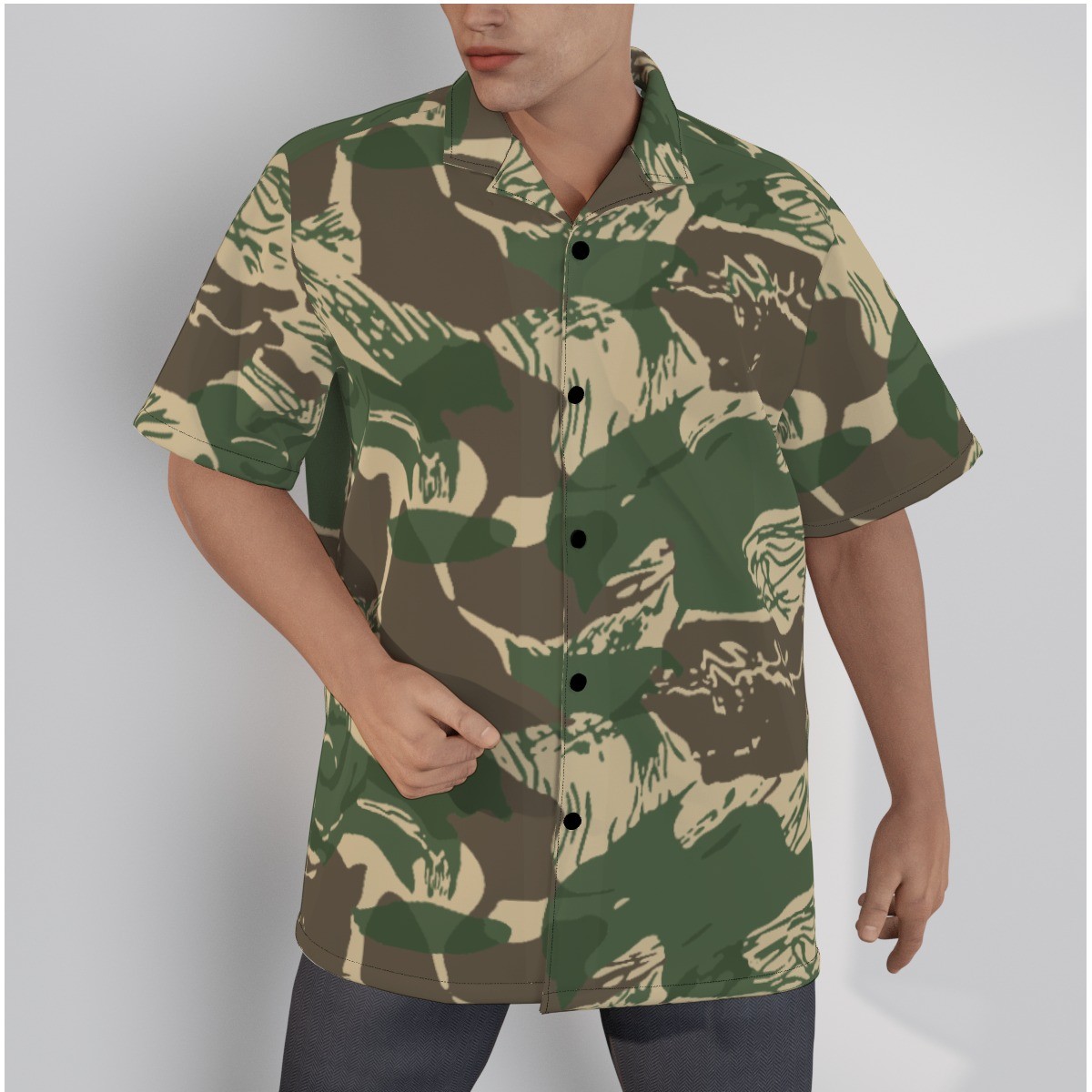 Rhodesian Brushstroke Camouflage v4 Hawaiian Shirt |115GSM Cotton ...